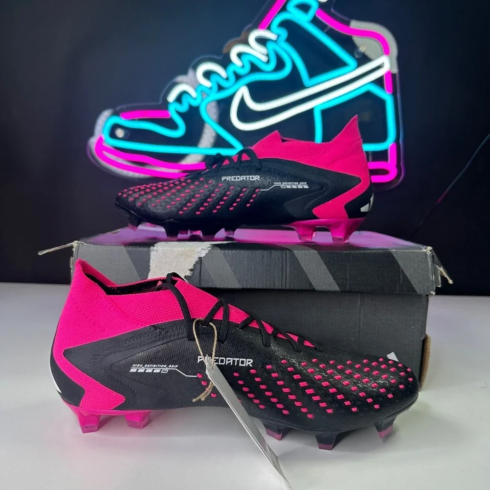 Adidas Predator Accuracy.1 FG Black Pink White Men's Soccer Cleats GW4569 Sz 7.5